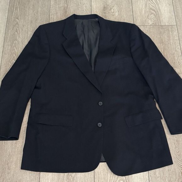 Christian Dior Monsieur Suit 46R Blazer 42x30 Pants Navy Blue Wool Vintage - Picture 2 of 16